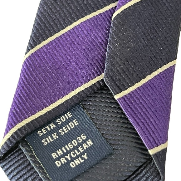 Charles Tyrwhitt Men’s 100% Silk Purple and Black Repp necktie London 58 inch - Picture 4 of 5